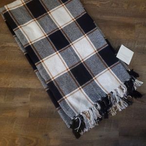 Thirty One Black Plaid Throw Blanket